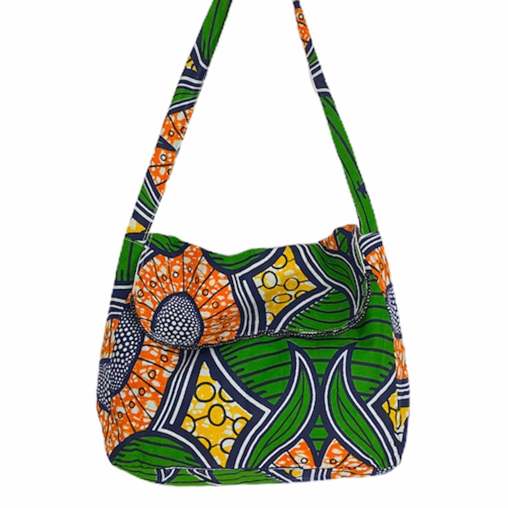 Tukula green orange yellow flower shoulder bag NEW